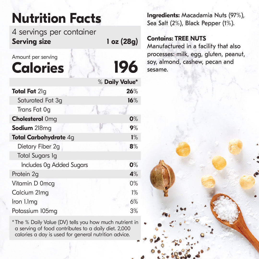 House of Macadamias Dry Roasted Macadamia Nuts – Sea Salt & Black Pepper | 40g or 113g | Keto, Vegan, Paleo