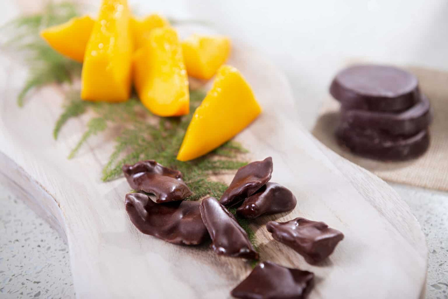 Green Sun Dark Chocolate Covered Mango – Organic, Vegan, Fairtrade Cocoa Snack (91g)