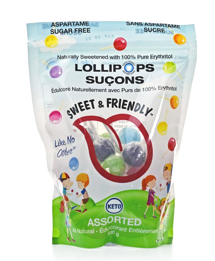 Sweet & Friendly Natural Sugar-Free Erythritol Lollipops | Keto, Vegan, Tooth-Friendly Treats | Aspartame-Free, Diabetic Safe | Healthily Ever After