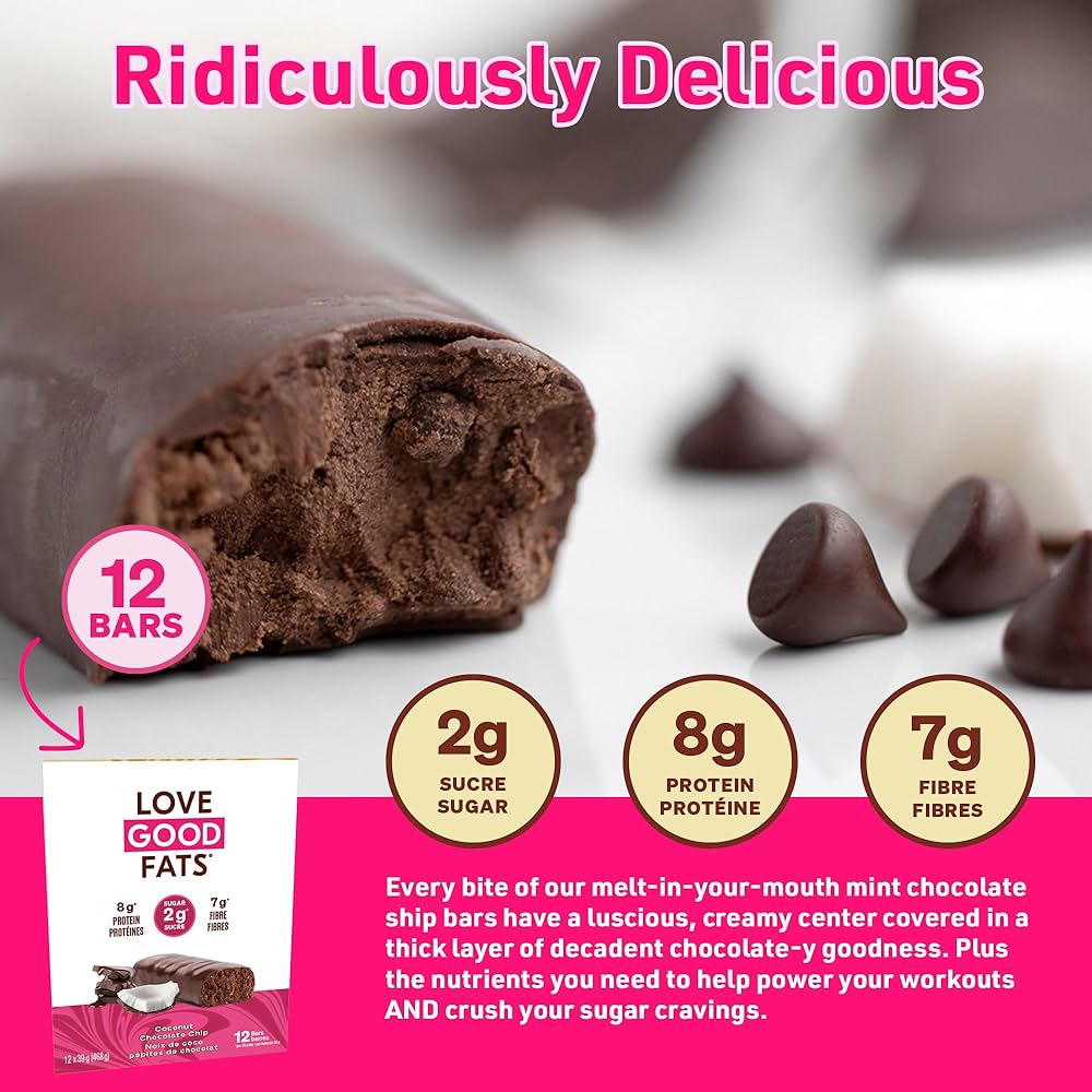 Love Good Fats Coconut Chocolate Chip Bar | Keto-Friendly, Gluten-Free, Low-Carb Snack