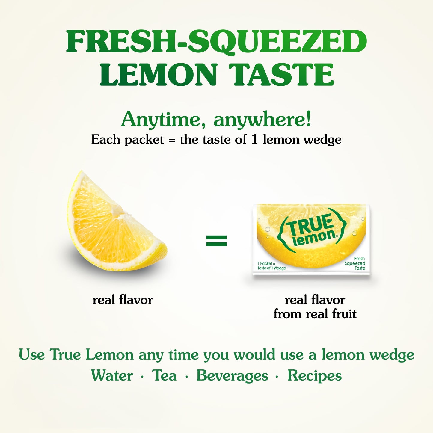 True Citrus Crystallized Lemon Packets 32ct – Fresh Lemon Taste, Zero Calories, Gluten Free, Vegan