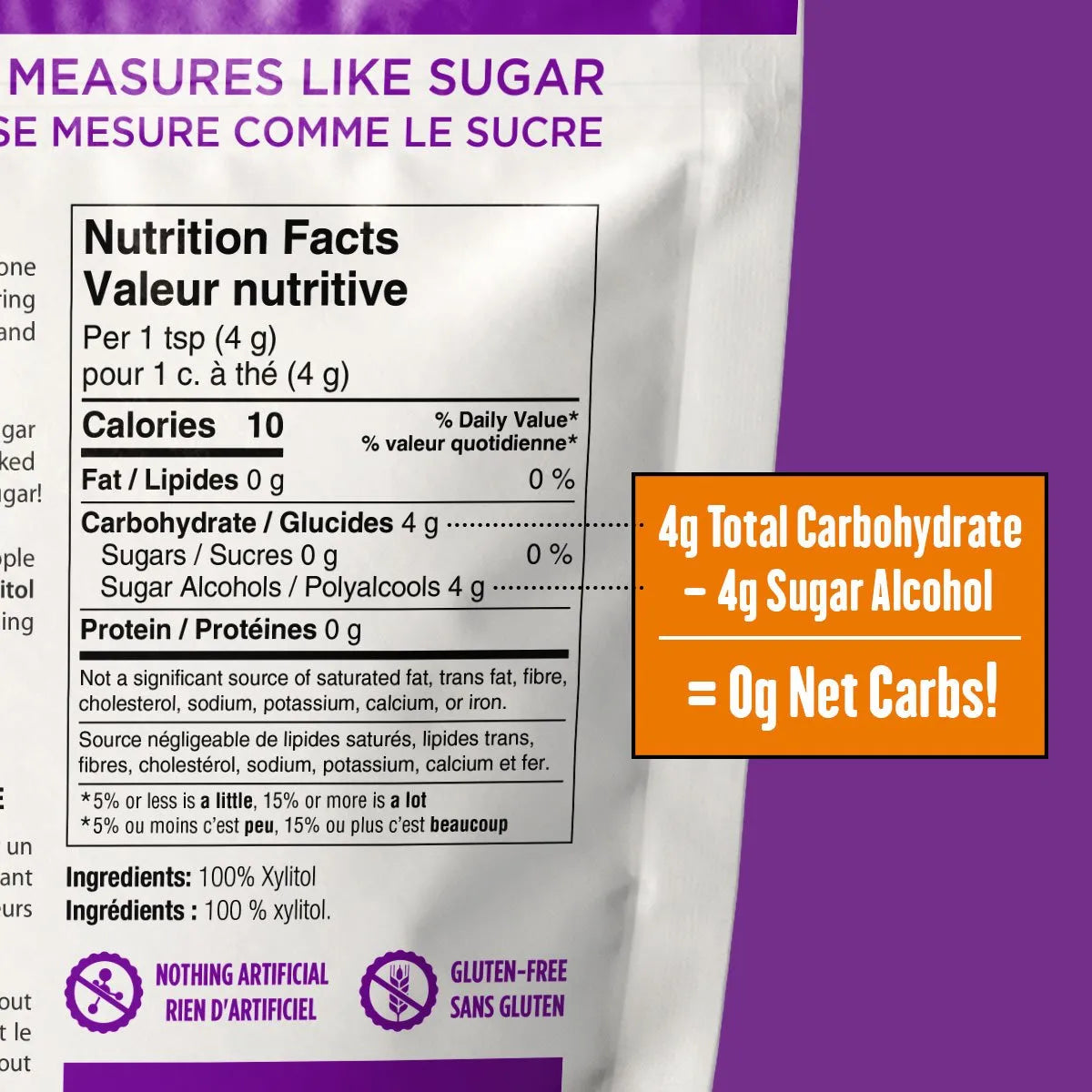 Krisda Xylitol Sweetener | Zero Sugar, Keto-Friendly, Non-GMO, Gluten-Free, Kosher Sugar Substitute