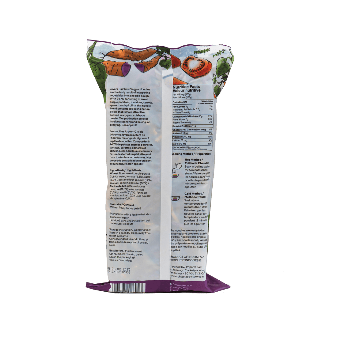 Javara Gourmet Veggie Noodles – Rainbow | 200g | Multi-Vegetable Blend, Plant-Based, Non-GMO