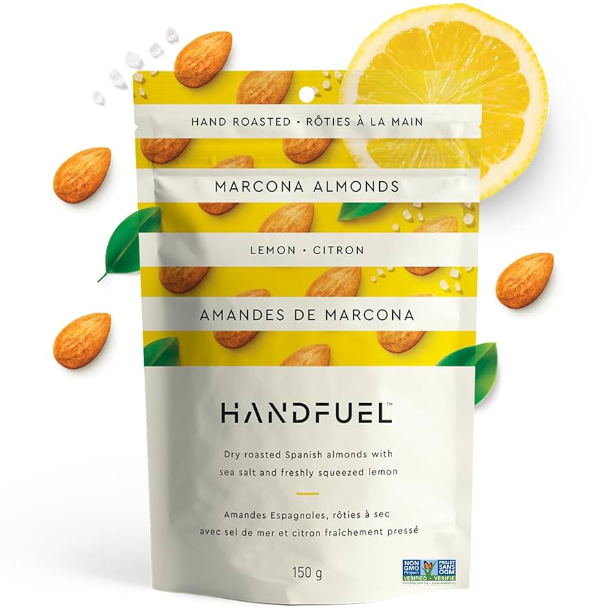 Handfuel Dry Roasted Lemon Marcona Almonds – Vegan, Non-GMO, Low Sodium