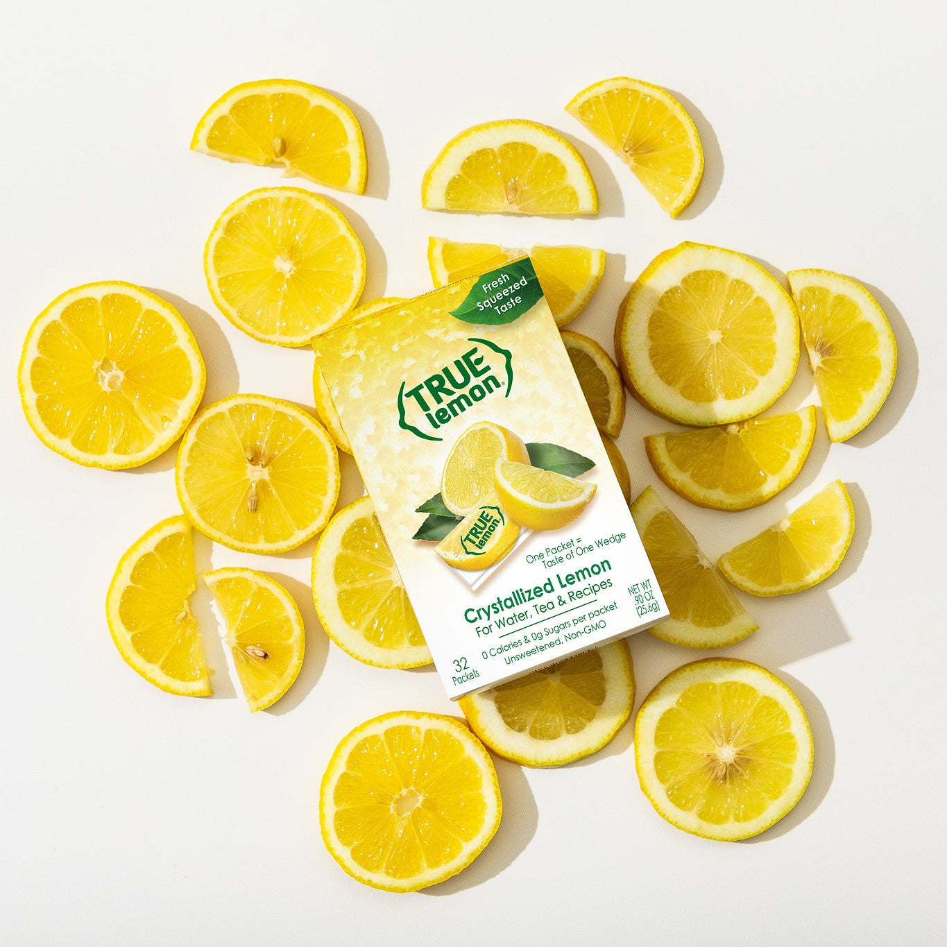 True Citrus Crystallized Lemon Packets 32ct – Fresh Lemon Taste, Zero Calories, Gluten Free, Vegan