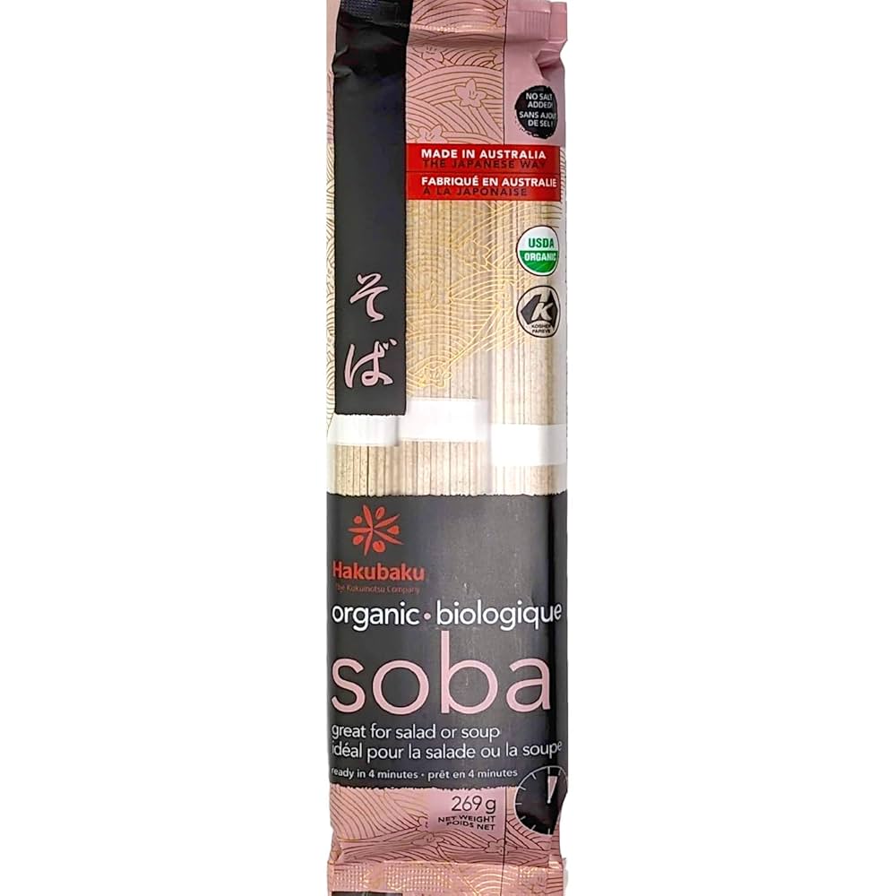 Hakubaku Organic Soba Buckwheat Noodles – Authentic Japanese Organic Wheat & Buckwheat Noodles (269g)