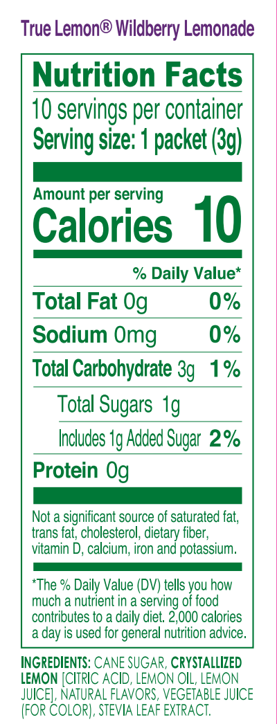 True Citrus Wildberry Lemonade – Low Sugar, Gluten‑Free Drink Mix