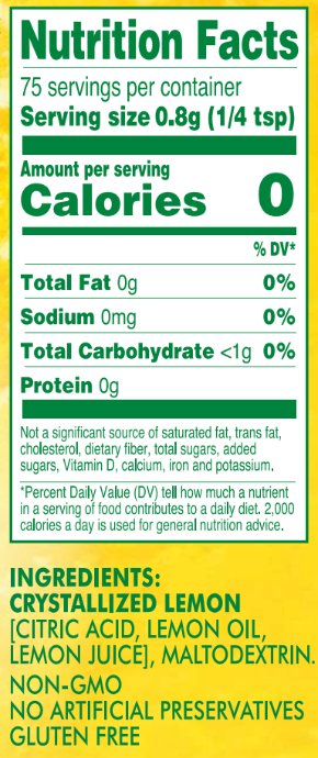 True Citrus Lemon Shaker – Real Lemon Seasoning, Gluten Free, Vegan, Zero Calories, No Sodium