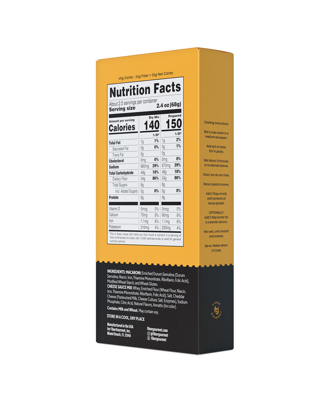Fiber Gourmet Light Mac & Cheese Pasta – Low Calorie, High Fiber, Guilt-Free Comfort Food (170g)