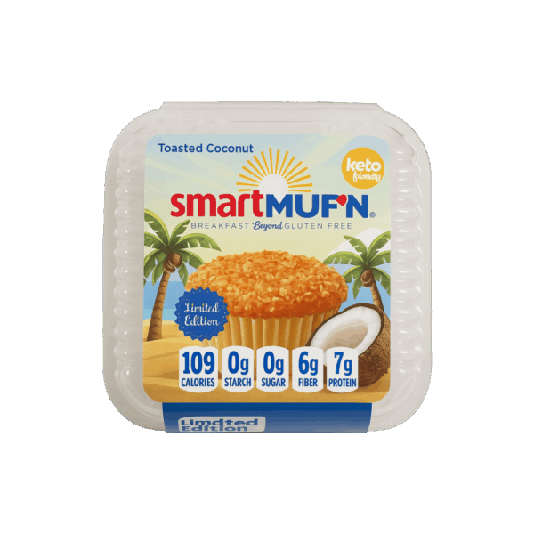Toasted Coconut SmartMuf’n – Low Carb, Keto Muffin 2-Pack | Zero Net Carbs, Gluten-Free, Diabetic Friendly