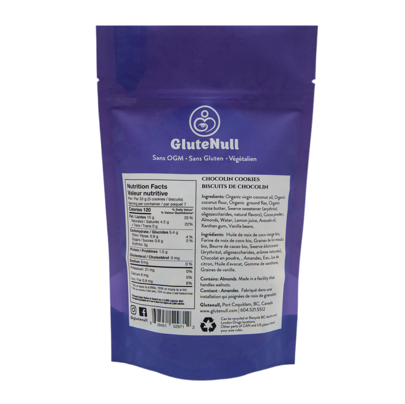 Glutenull Keto Cookies – Chocolin (220g) | Chocolate Coconut Keto Snack | Gluten-Free & Vegan