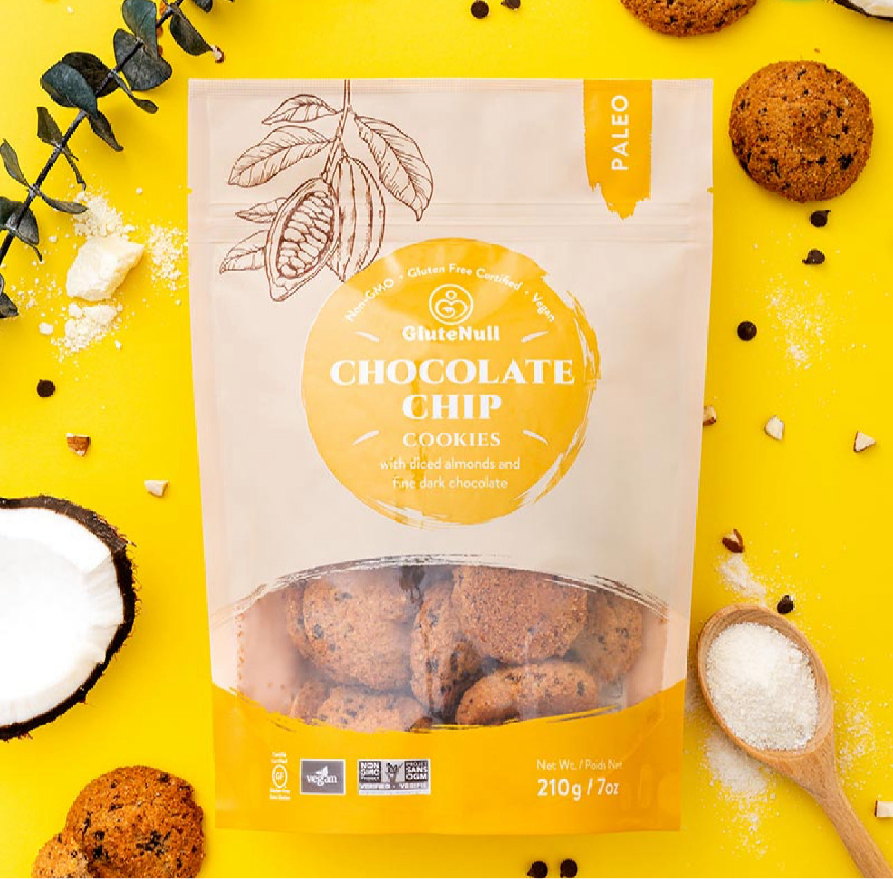 GLUTENULL Choco Chip Cookies – 210g | Gluten-Free, Vegan & Sugar-Free