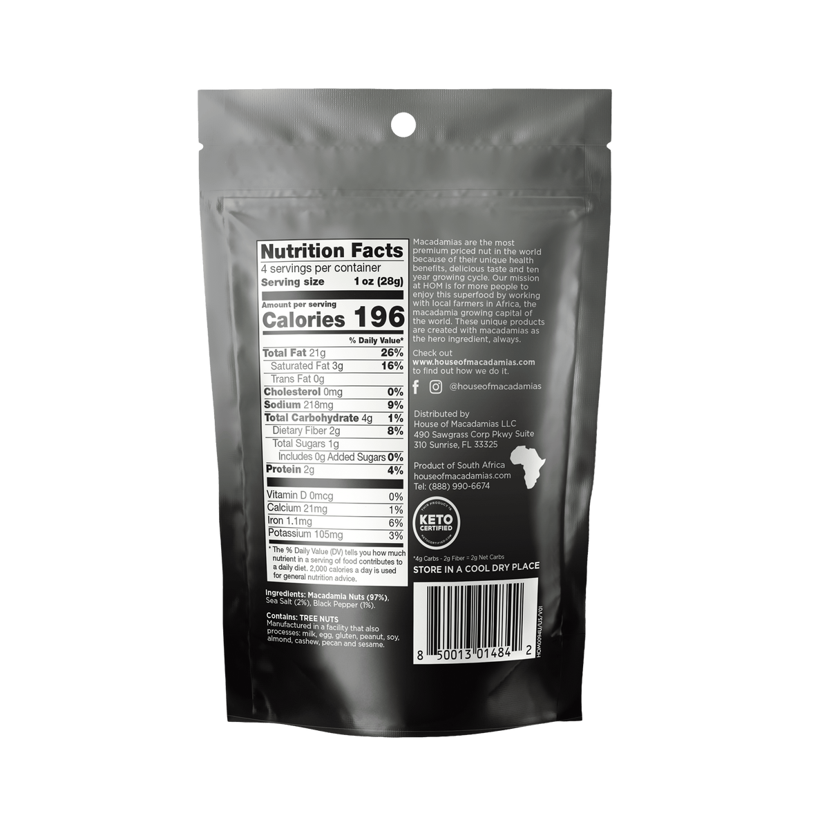 House of Macadamias Dry Roasted Macadamia Nuts – Sea Salt & Black Pepper | 40g or 113g | Keto, Vegan, Paleo