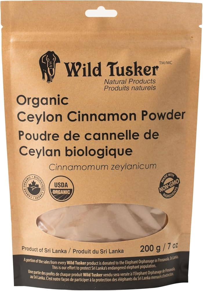 Wild Tusker Organic Ceylon Cinnamon Powder 200g – USDA & Canada Organic, Non-GMO, Gluten-Free, Vegan, Kosher