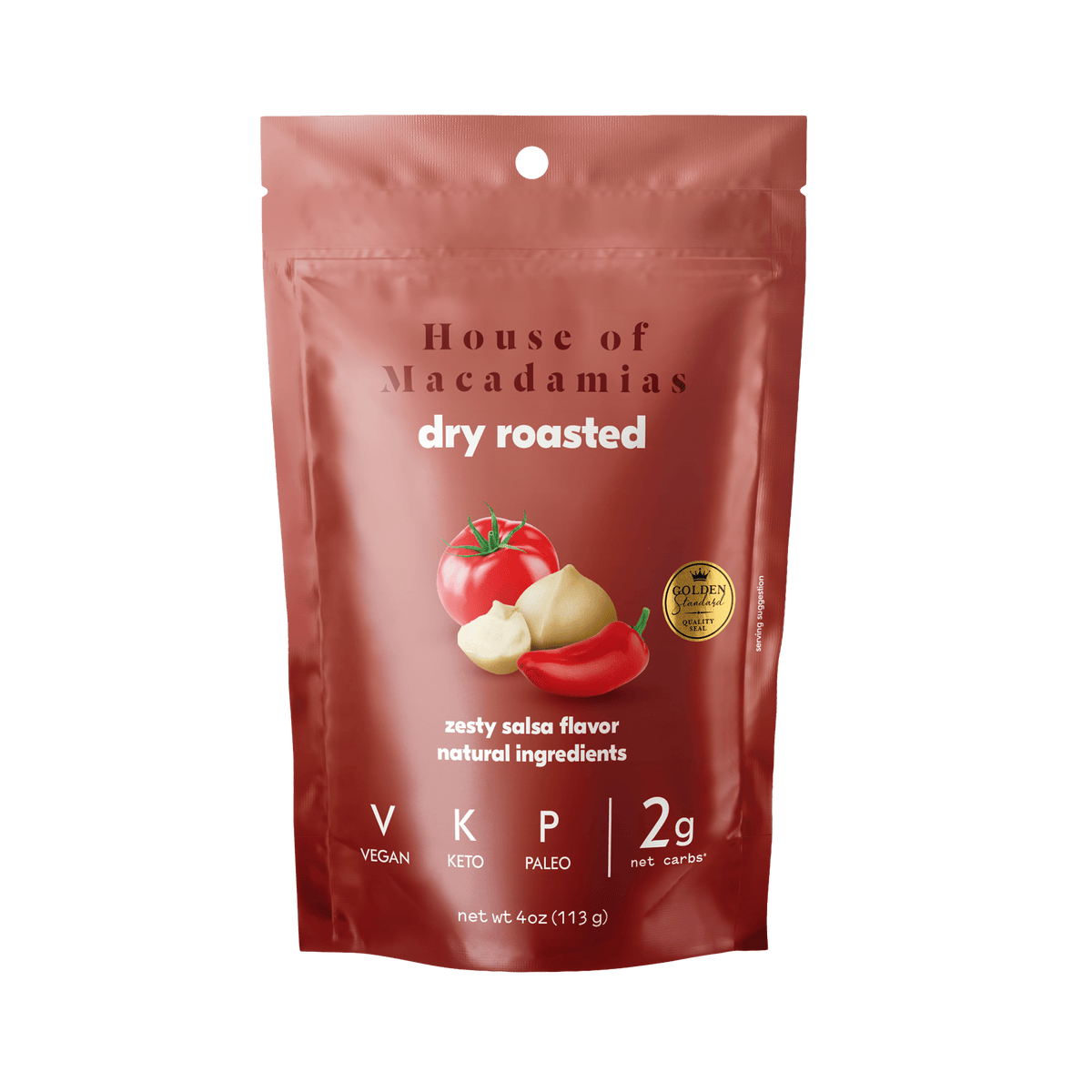 House of Macadamias Dry Roasted Macadamia Nuts – Zesty Salsa | 40g or 113g | Keto, Vegan, Spicy Snack