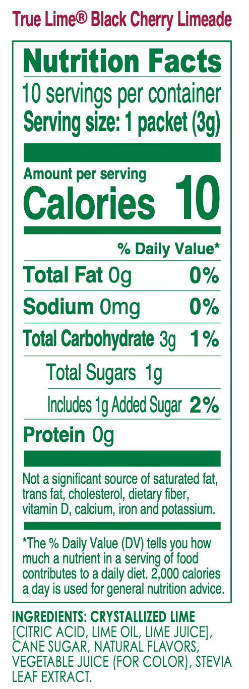 True Citrus Black Cherry Limeade – Healthy Low Sugar Drink Mix