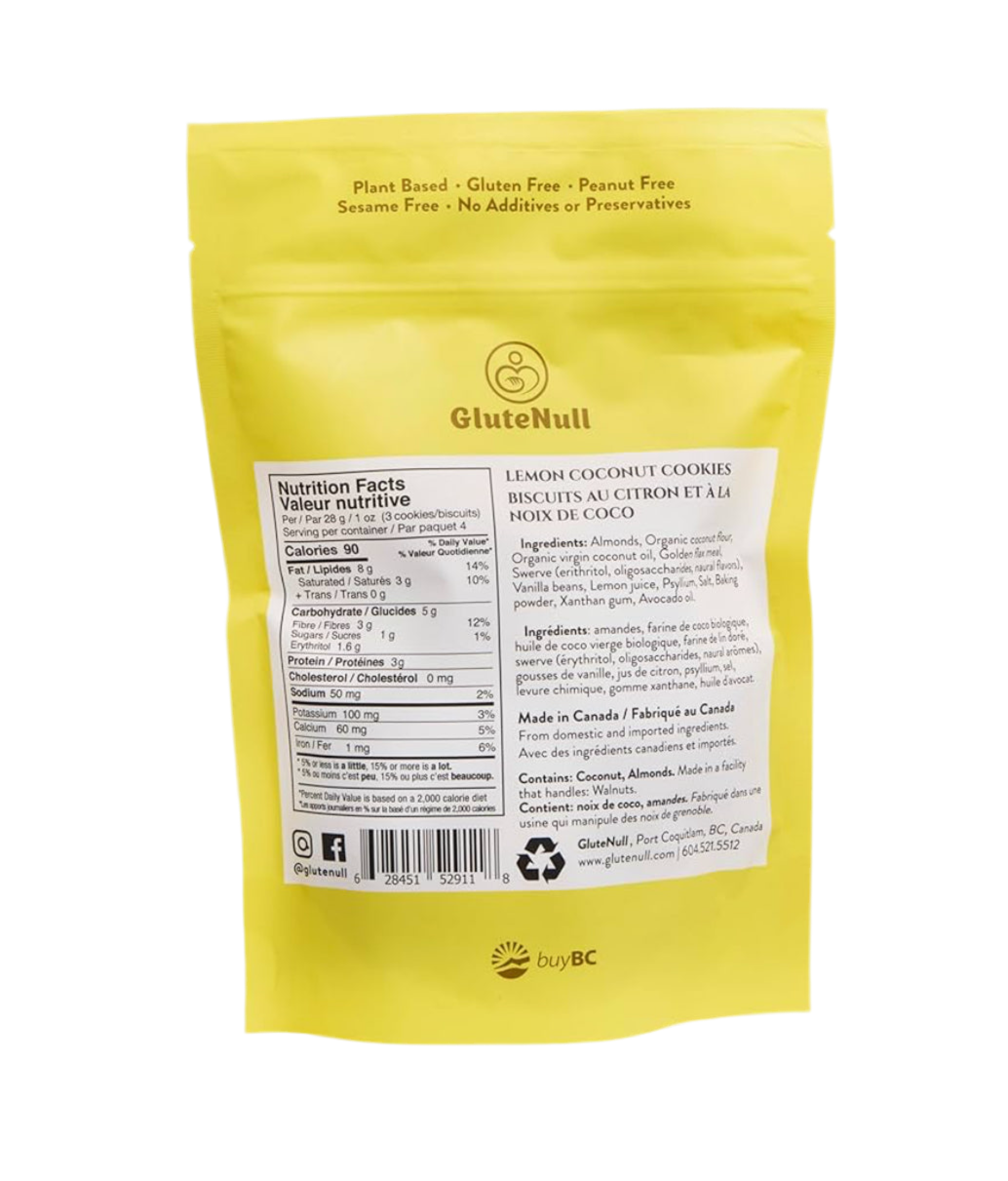 Glutenull Keto Cookies – Light Lemon Coconut (112g) | Vegan, Gluten-Free, Low-Carb Snack
