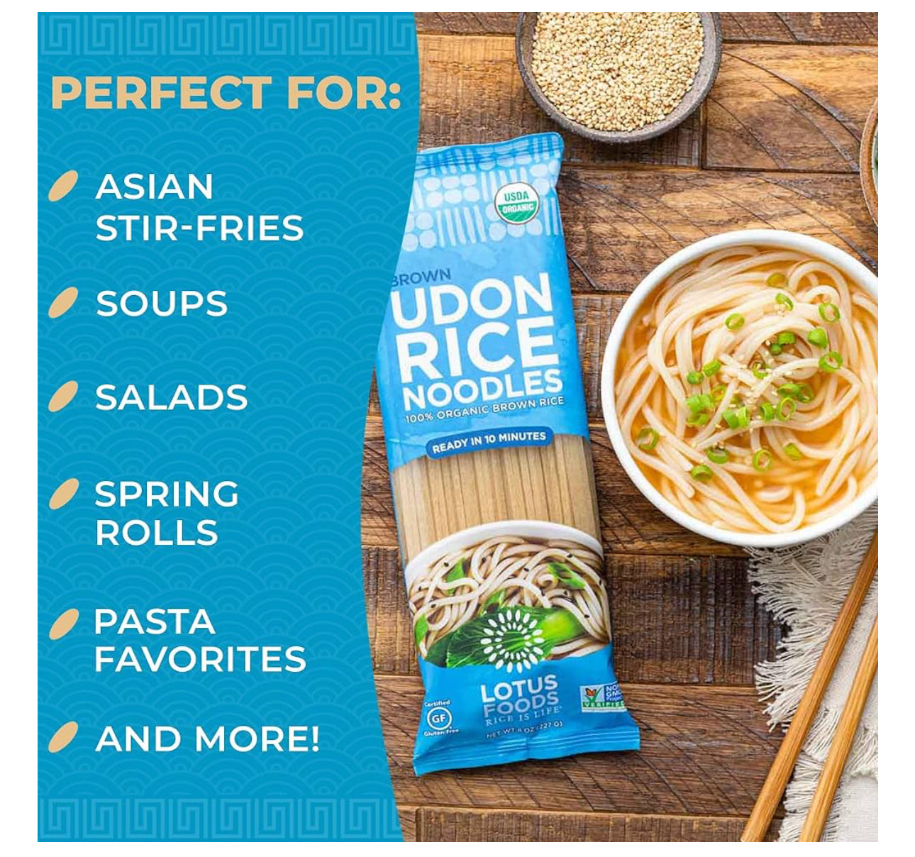 Udon Rice Noodles – Brown Rice 227g | Gluten-Free, Whole Grain | Chewy, Hearty & Ideal for Stir-Fries, Broths & Bowls - Healthily Ever After