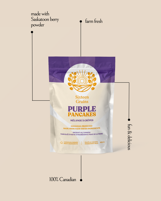 Sixteen Grains Farm-Grown Bake Mixes | Pancake, Purple Pancake & Pizza Mix | No Artificial Additives | Grown & Milled in Saskatchewan | Healthily Ever After - Healthily Ever After