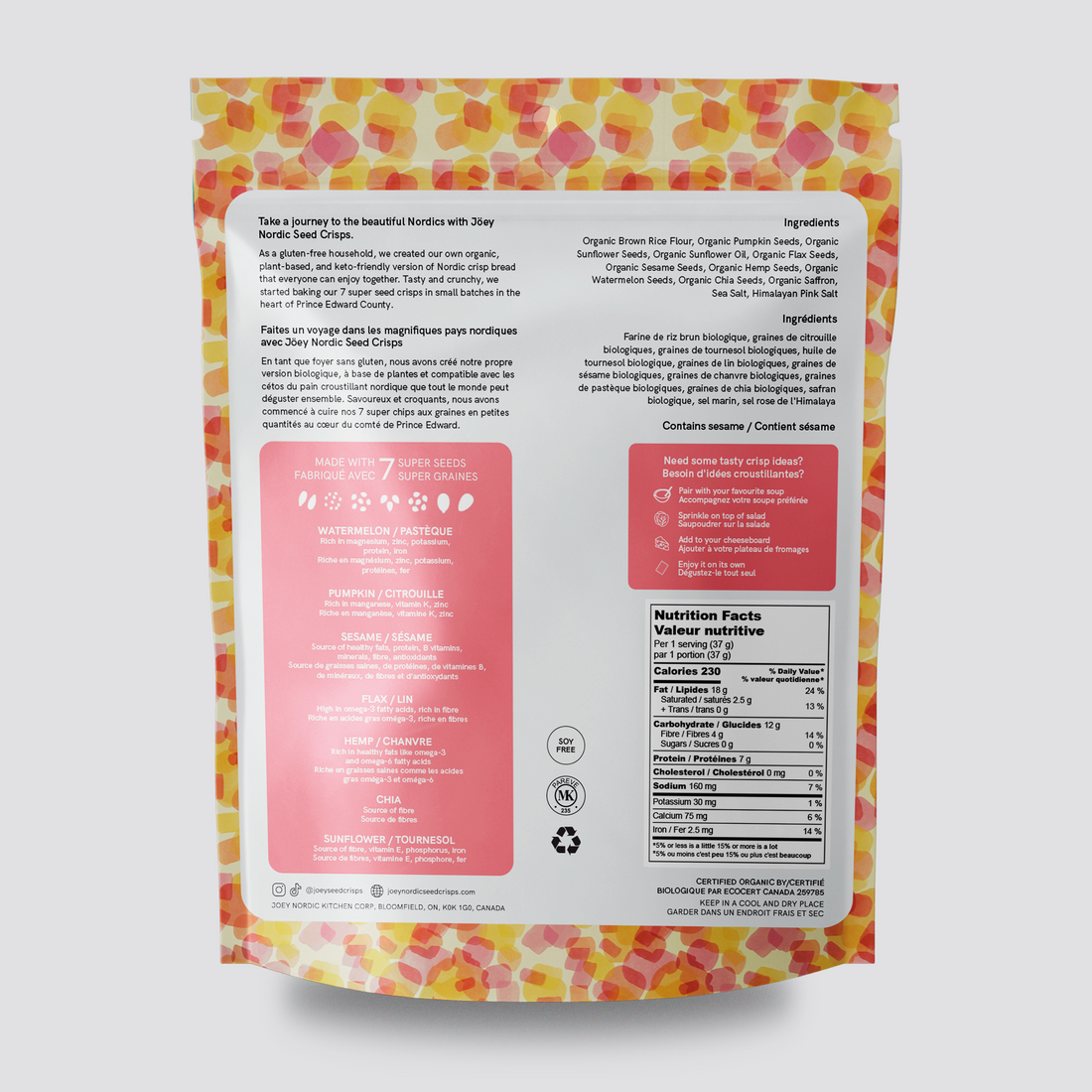 Jöey Nordic Seed Crisps – Saffron & Pink Salt | 110g | Organic, Gluten-Free, Vegan, Soy & Nut Free