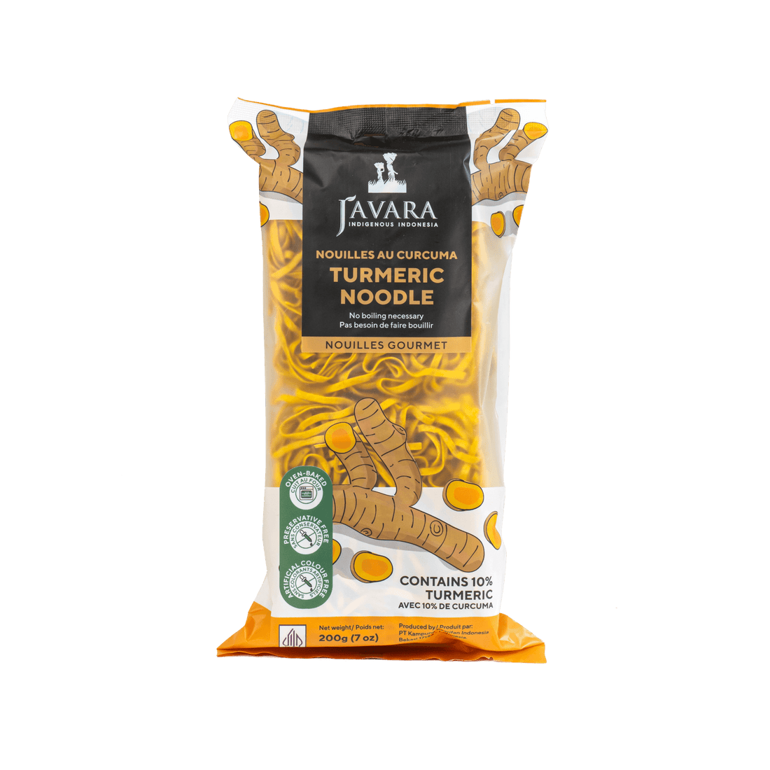 Javara Gourmet Veggie Noodles – Turmeric | 200g | Plant-Based, Non-GMO, Anti-Inflammatory
