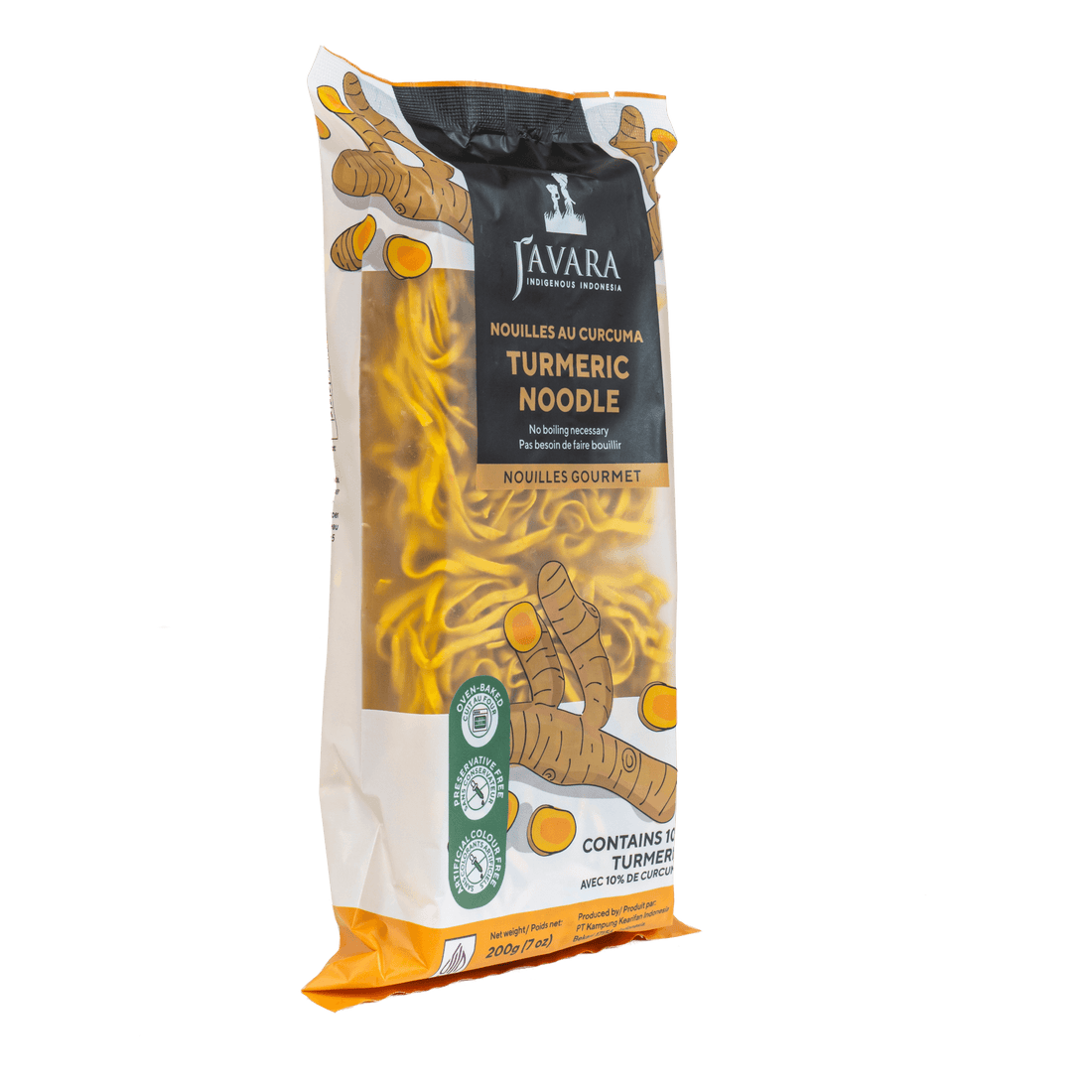 Javara Gourmet Veggie Noodles – Turmeric | 200g | Plant-Based, Non-GMO, Anti-Inflammatory
