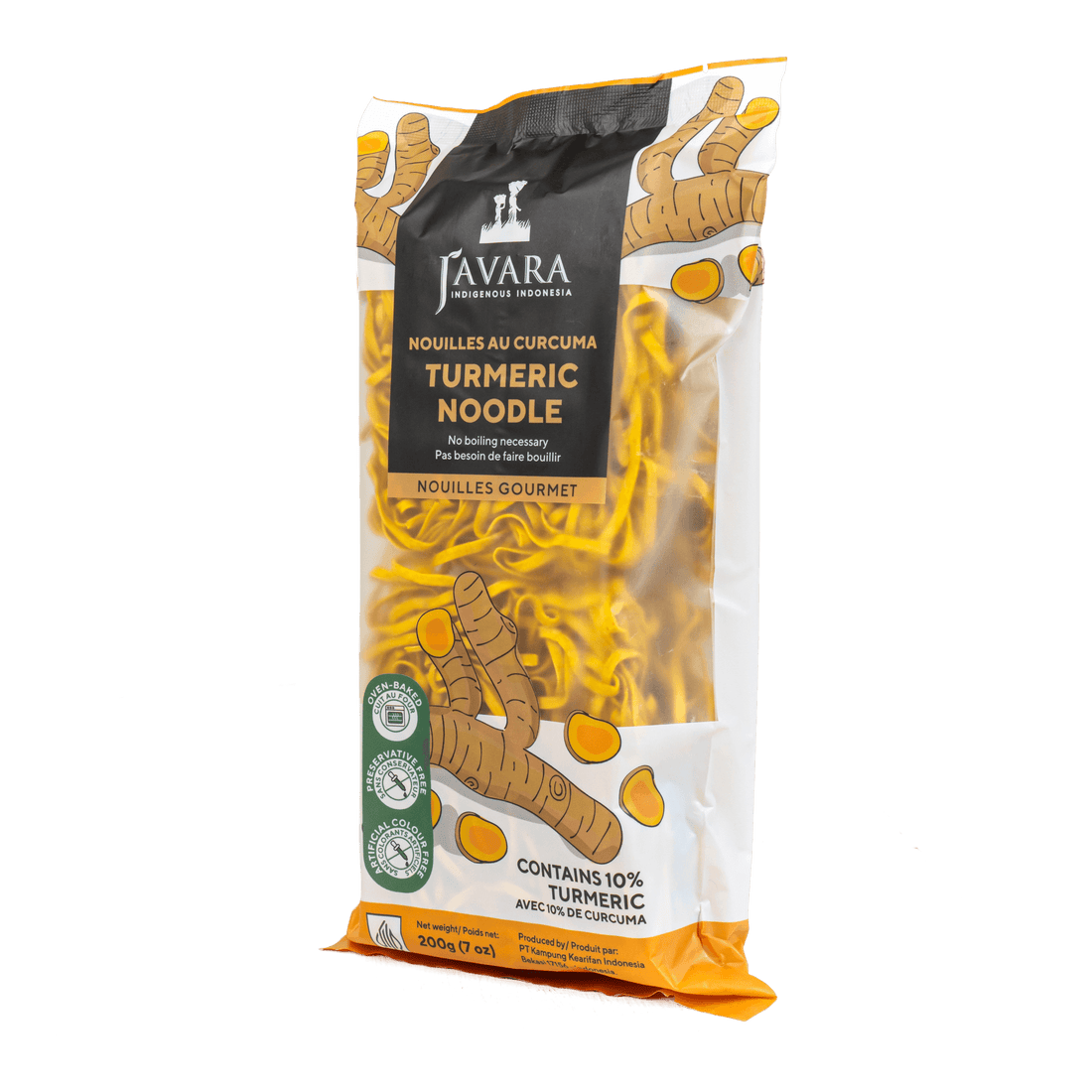 Javara Gourmet Veggie Noodles – Turmeric | 200g | Plant-Based, Non-GMO, Anti-Inflammatory