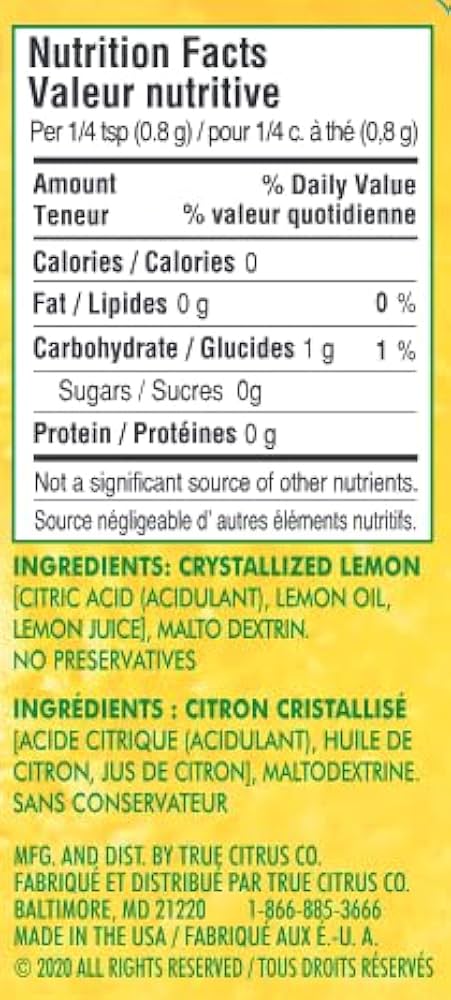 True Citrus Lemon Shaker – Real Lemon Seasoning, Gluten Free, Vegan, Zero Calories, No Sodium