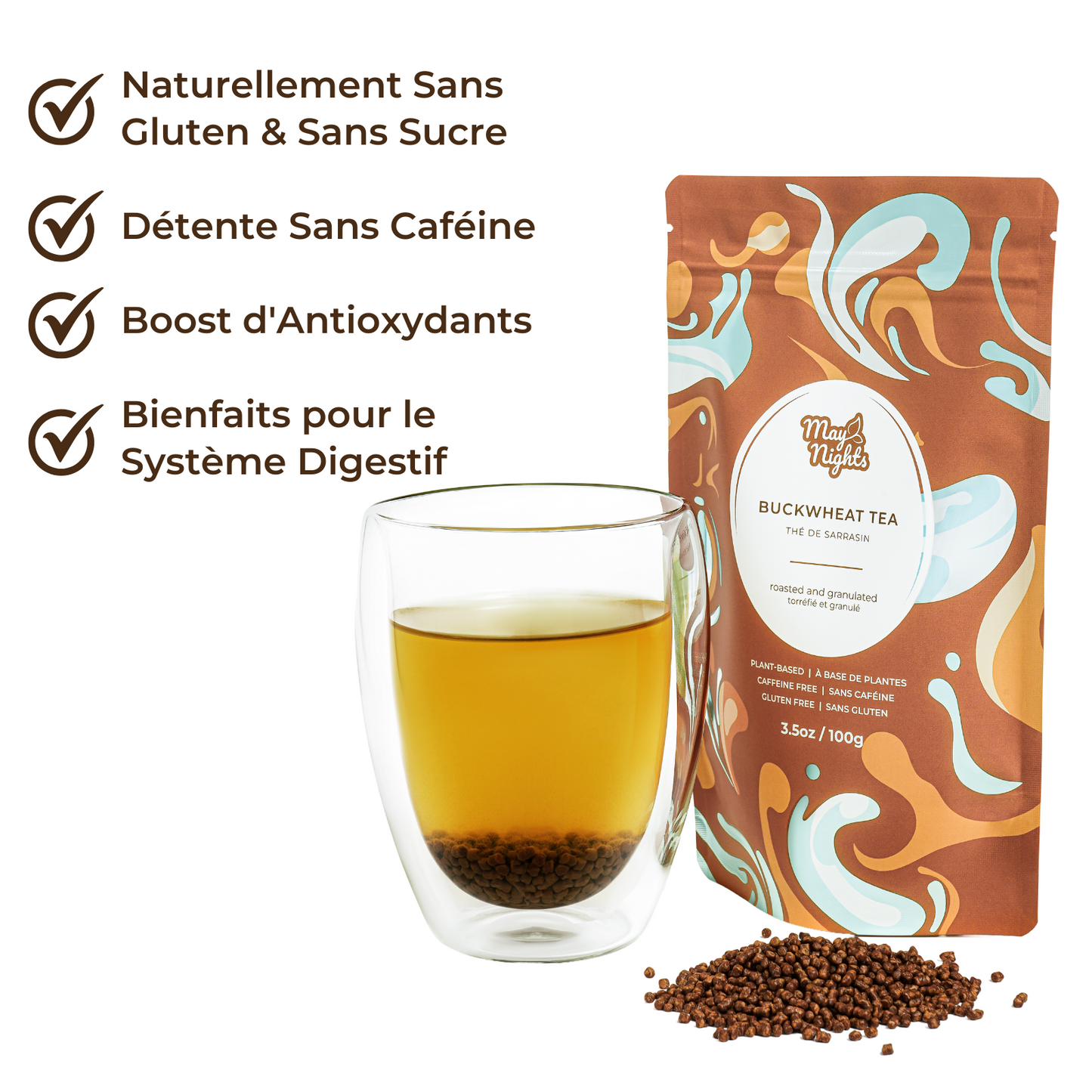 May Knight Roasted Buckwheat Tea (100g) – Caffeine-Free, Gut-Friendly, Gluten-Free - Healthily Ever After