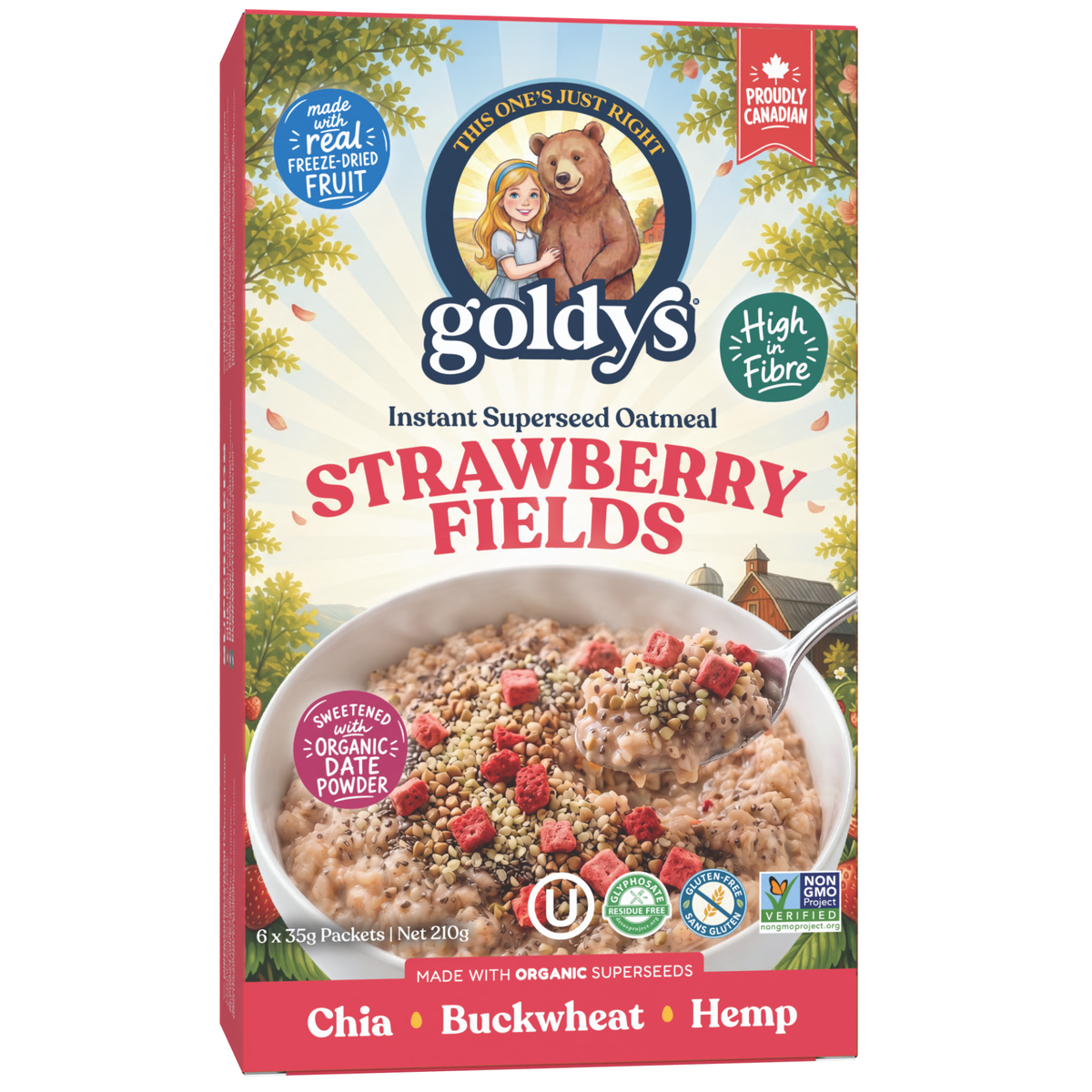 Goldys Superseed Oatmeal Strawberry Fields 35g 6ct – Case of 6