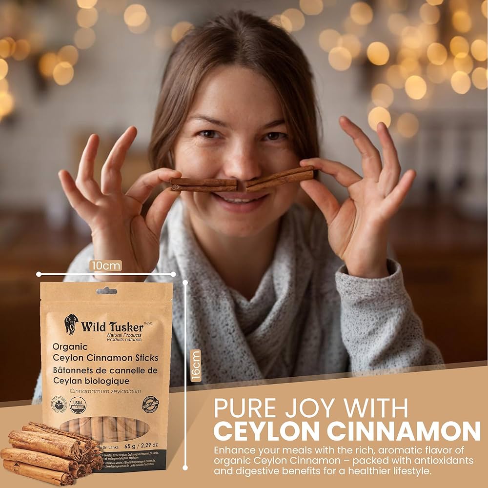 Wild Tusker Organic Ceylon Cinnamon Sticks 65g – USDA & Canada Organic, Non-GMO, Gluten-Free, Vegan, Kosher