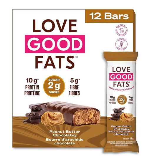 Love Good Fats Peanut Butter Chocolatey Bar | Keto-Friendly, Gluten-Free, Low-Carb Snack