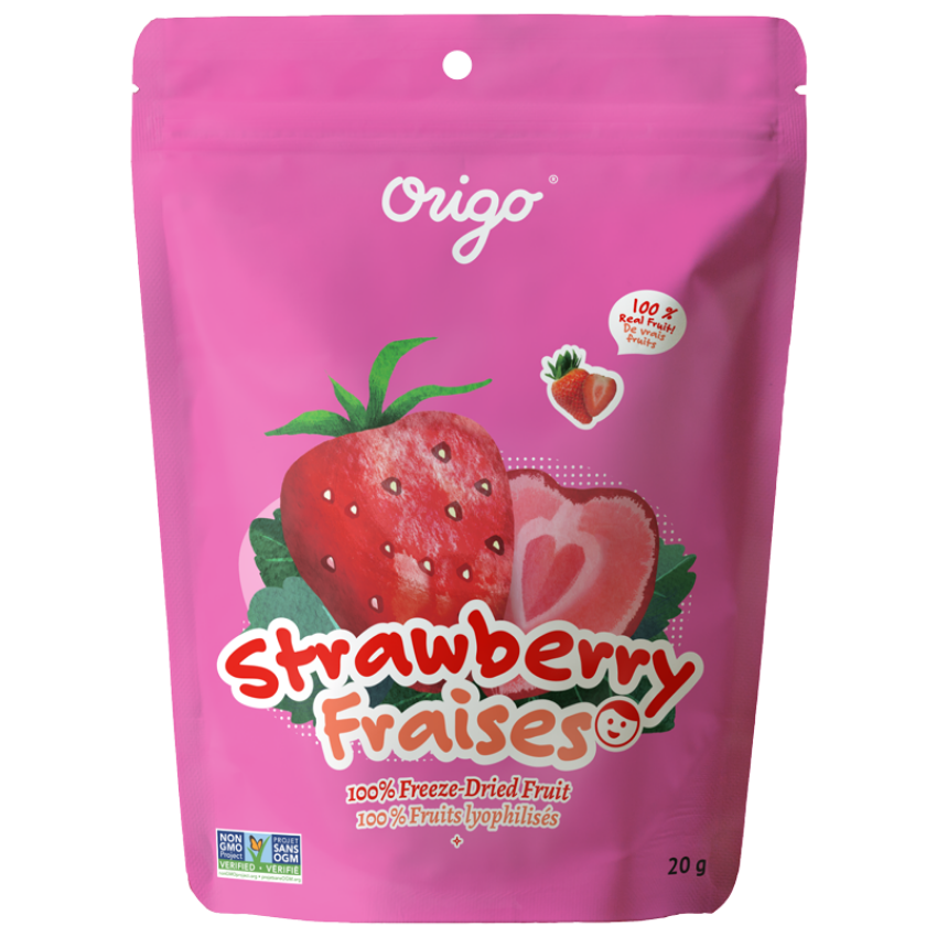 Origo Freeze-Dried Strawberries | 100% Real Fruit | No Sugar Added | Vegan, Gluten-Free, Non-GMO | Made in Canada Healthy Snack - Healthily Ever After
