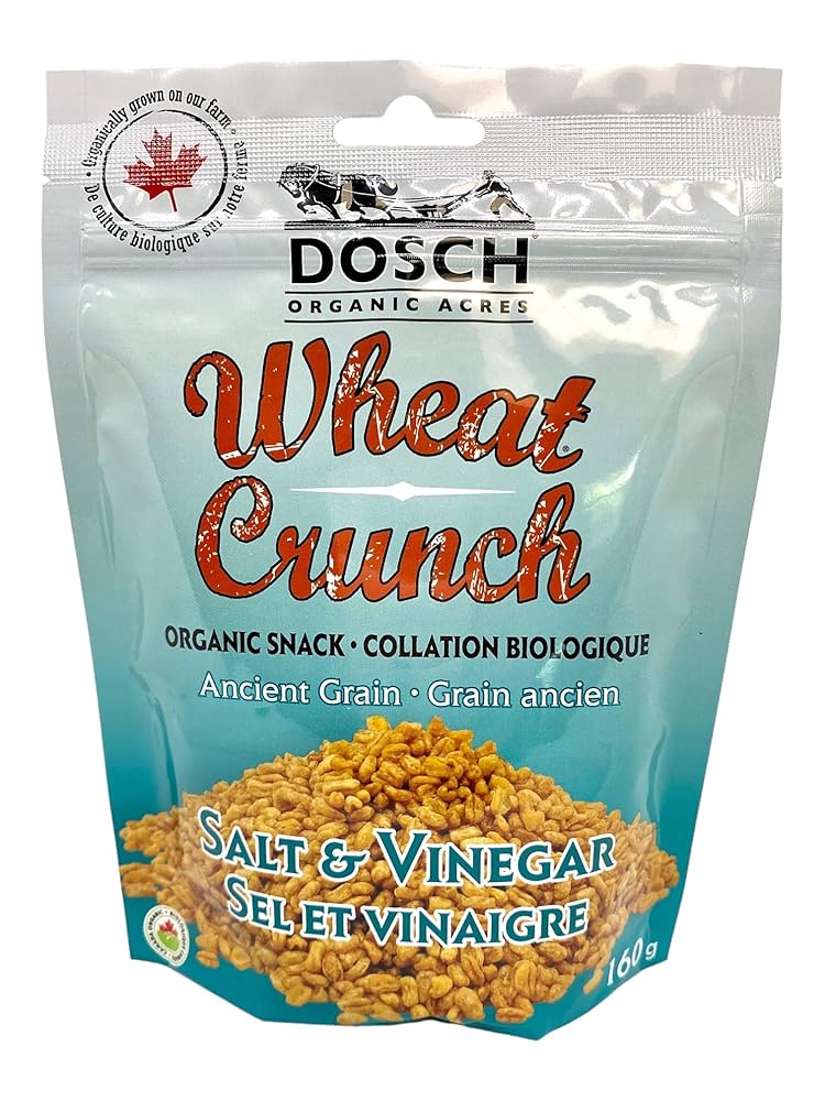 Dosch Organic Acres Wheat Crunch – Organic Salt & Vinegar Snack | Vegan, Nut-Free, Kosher, Non-GMO (40g or 160g)