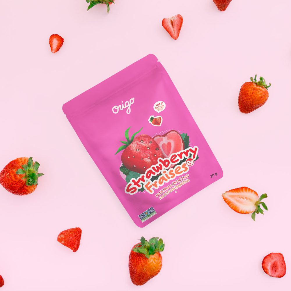 Origo Freeze-Dried Strawberries | 100% Real Fruit | No Sugar Added | Vegan, Gluten-Free, Non-GMO | Made in Canada Healthy Snack - Healthily Ever After