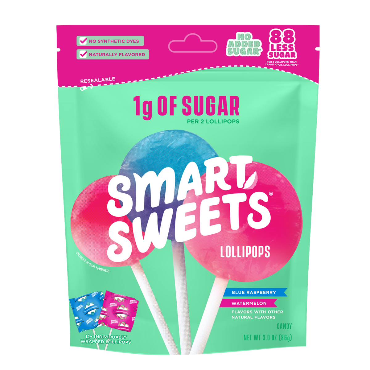 Smartsweets Hard Candies Lollipop 86g – Case of 10
