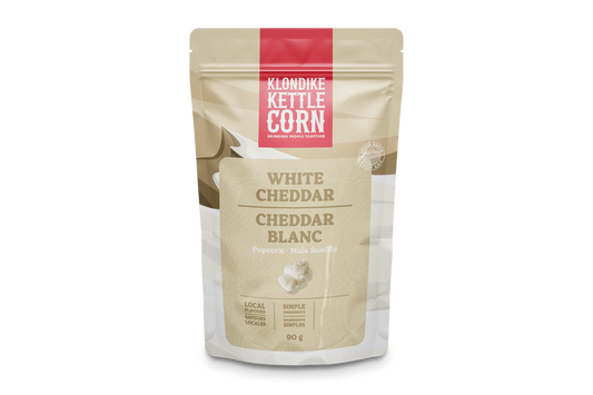 Klondike Gourmet Popcorn – White Cheddar | 90g | Gluten Free, Savoury Snack, Canadian Made