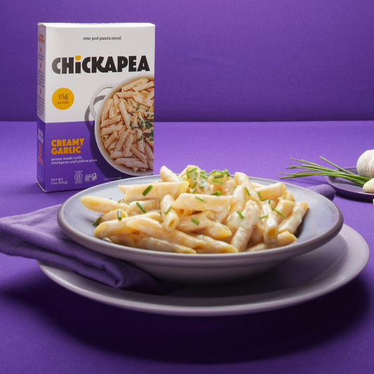 Chickapea One Pot Penne Creamy Garlic Pasta | High Protein, Gluten-Free, Quick Dinner 198g