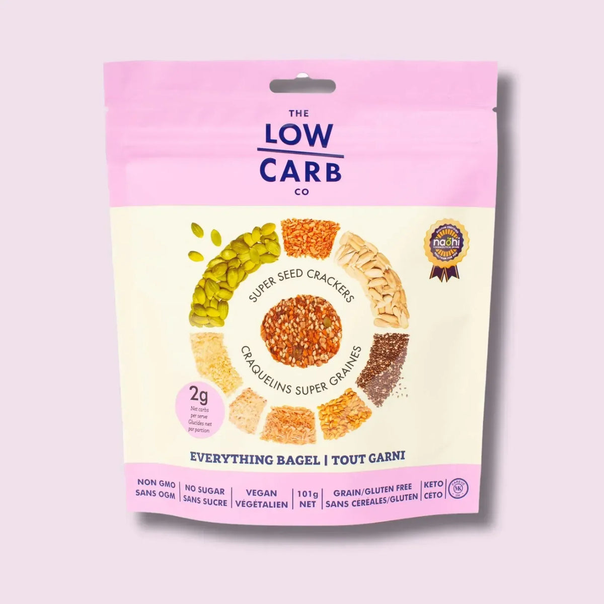 The Low Carb Co. Seed Crackers - Everything Bagel 101g – Case of 12