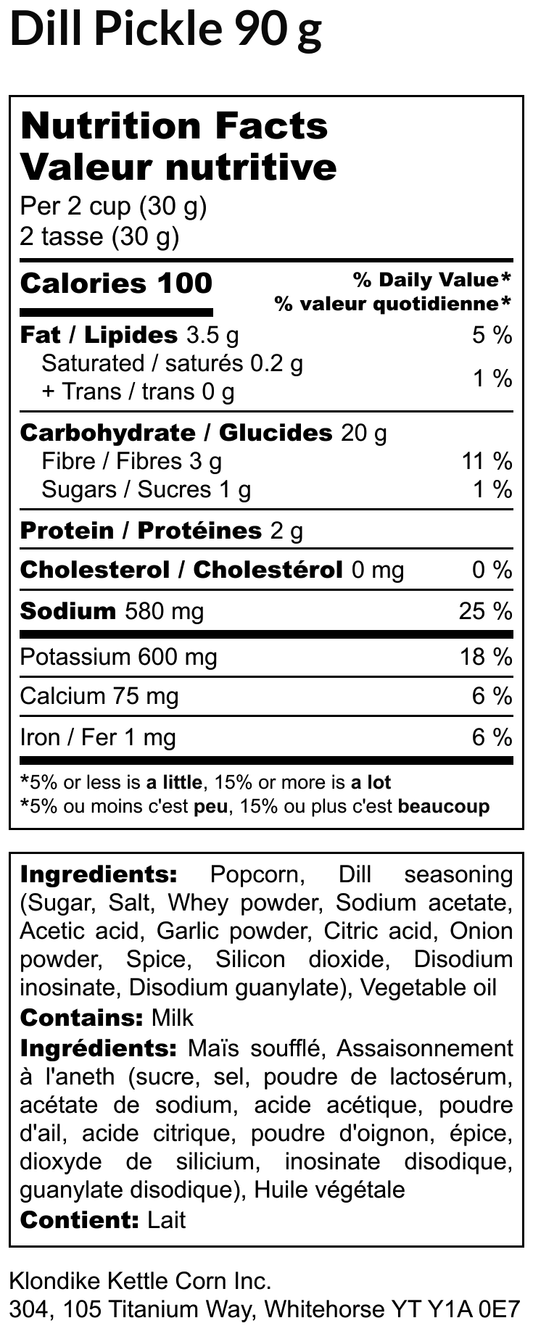 Klondike Gourmet Popcorn – Dill Pickle | 90g | Gluten Free, Bold Flavour, Made in Canada - Healthily Ever After