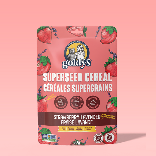 Goldy’s Superseed Cereal – Strawberry Lavender | Gluten Free, High Fiber, No Added Sugar (225g or 30g)