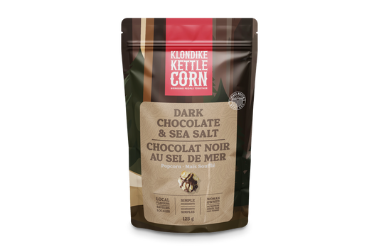 Klondike Gourmet Popcorn – Dark Chocolate & Sea Salt | 125g | Gluten Free, Vegan, Made in Canada