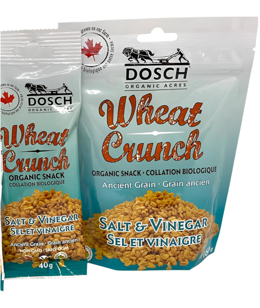 Dosch Organic Acres Wheat Crunch – Organic Salt & Vinegar Snack | Vegan, Nut-Free, Kosher, Non-GMO (40g or 160g)