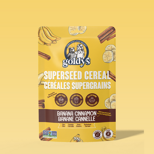 Goldy’s Superseed Cereal – Banana Cinnamon | Gluten Free, High Fiber, No Added Sugar (225g or 30g)