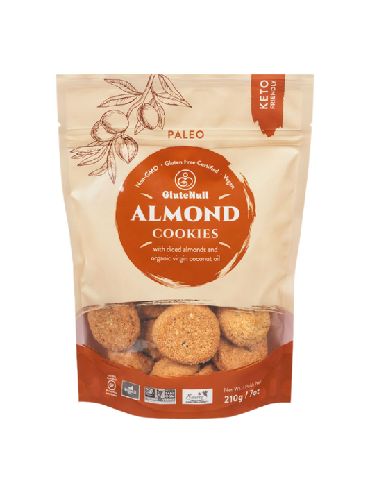Glutenull Keto Cookies – Almond (210g) | Crunchy Almond Keto Snack | Gluten-Free & Vegan