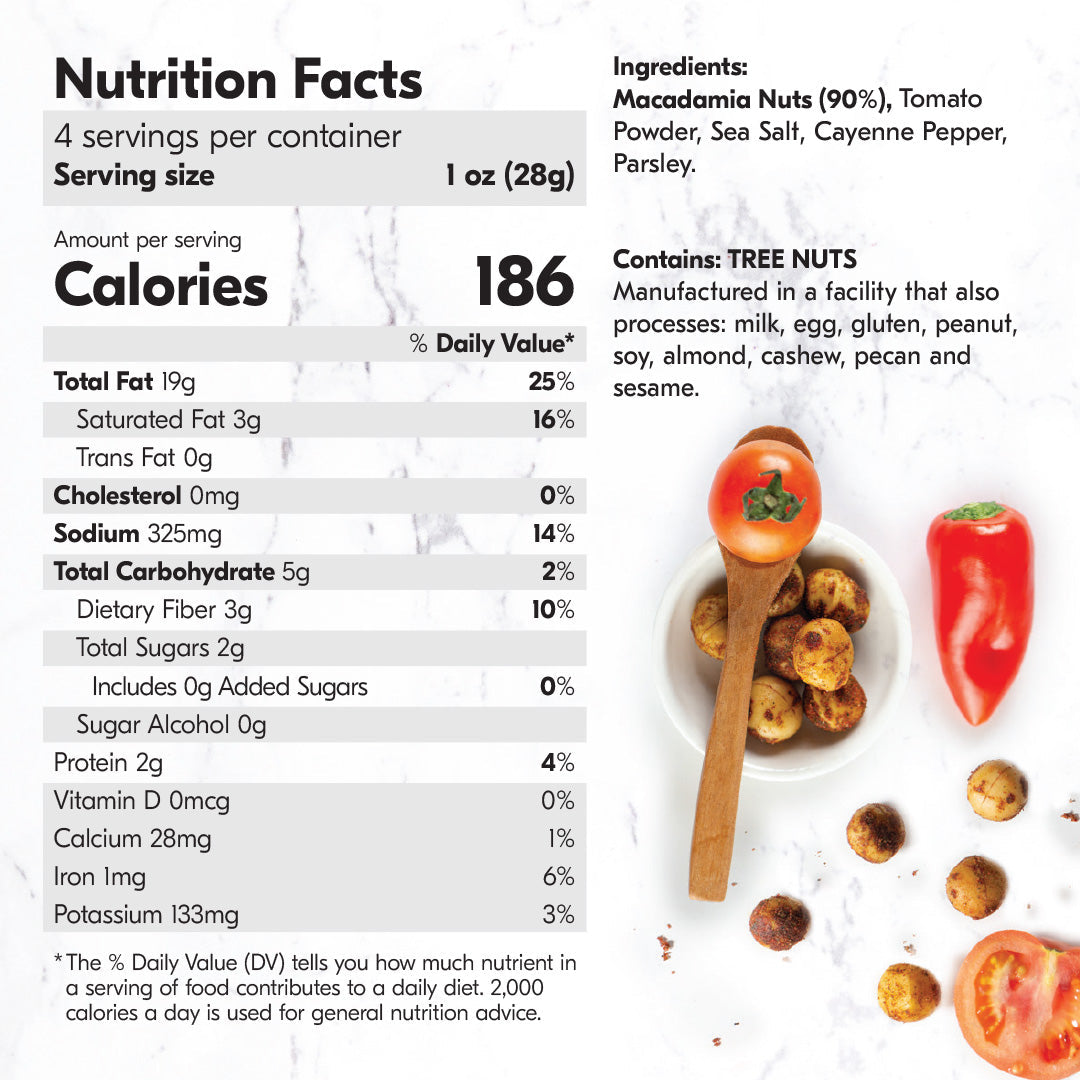 House of Macadamias Dry Roasted Macadamia Nuts – Zesty Salsa | 40g or 113g | Keto, Vegan, Spicy Snack