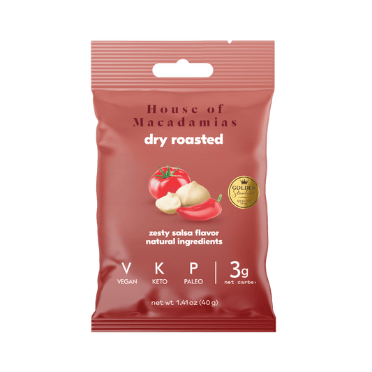 House of Macadamias Dry Roasted Macadamia Nuts – Zesty Salsa | 40g or 113g | Keto, Vegan, Spicy Snack