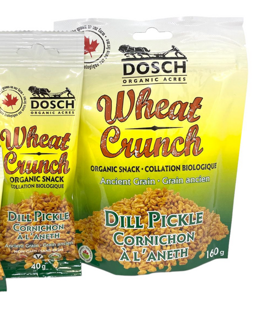 Dosch Organic Acres Wheat Crunch – Organic Dill Pickle Snack | Vegan, Nut-Free, Kosher, Non-GMO (40g or 160g)