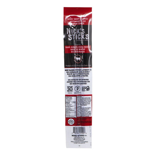 Nick’s Sticks Grass-Fed Beef Snack Sticks – Spicy 48g | No Sugar, Keto & Paleo Friendly