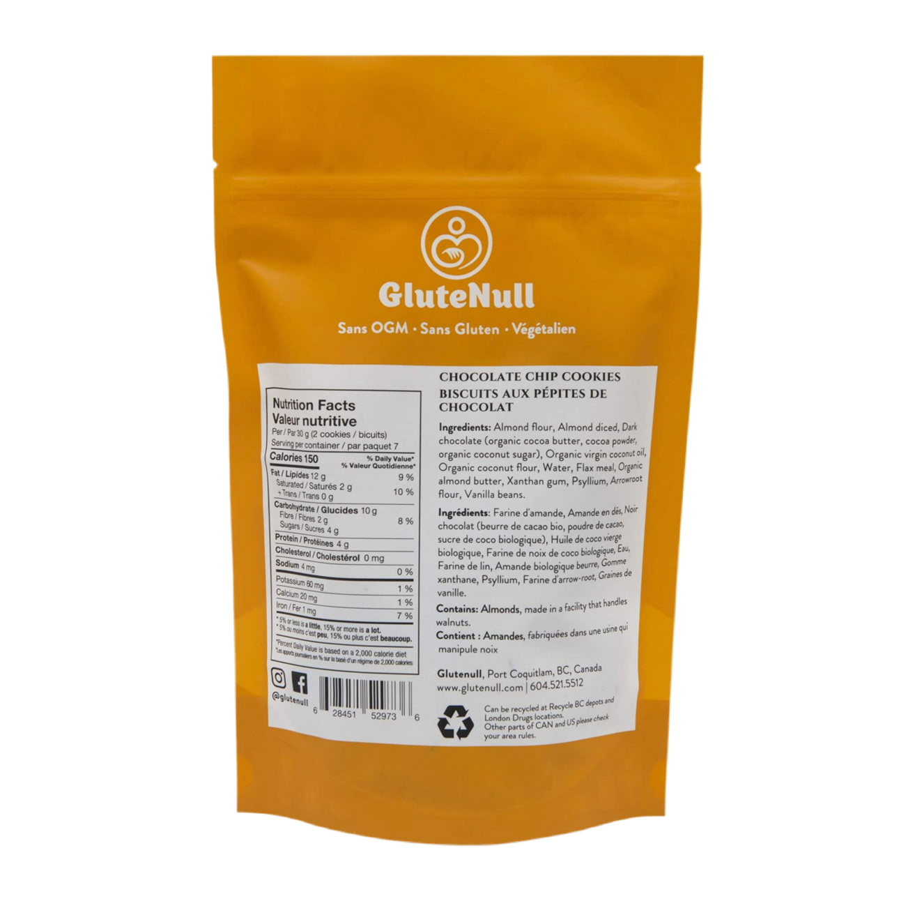 GLUTENULL Choco Chip Cookies – 210g | Gluten-Free, Vegan & Sugar-Free